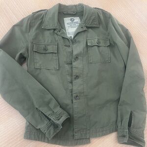 Lucky Brand Olive Green Jacket with Multicolor Floral Embroidery